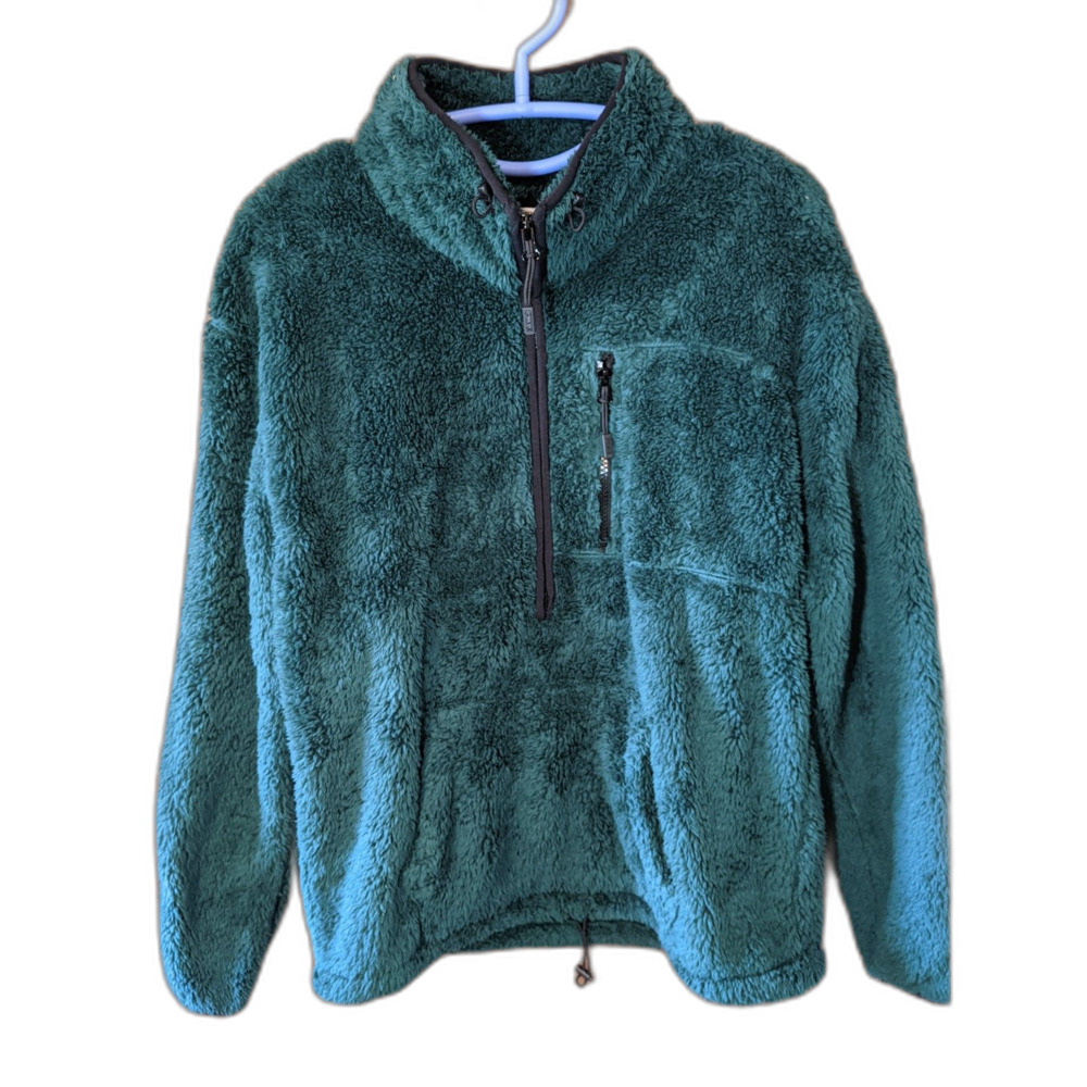 PINK Victorias Secret Green Sherpa Half Zip Teddy Pullover Fleece Sweatshirt  M